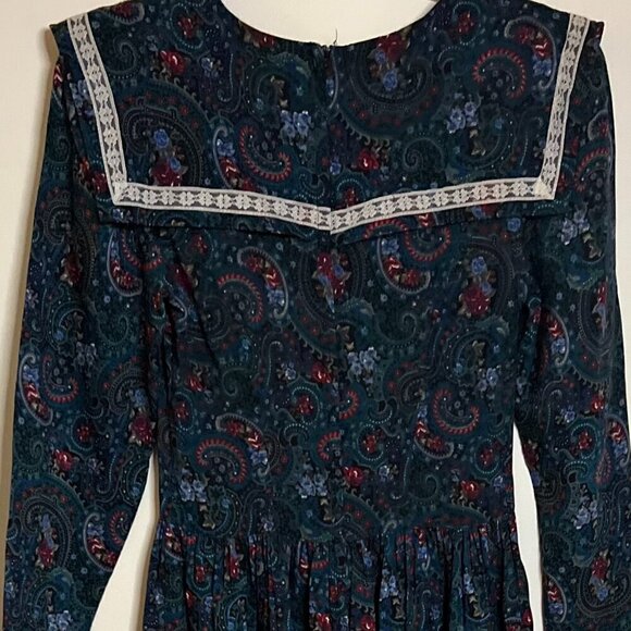 Vintage GUNNE SAX JESSICA MCCLINTOCK Prairie Ditsy Floral Paisley Dress Size 9 - Picture 5 of 10